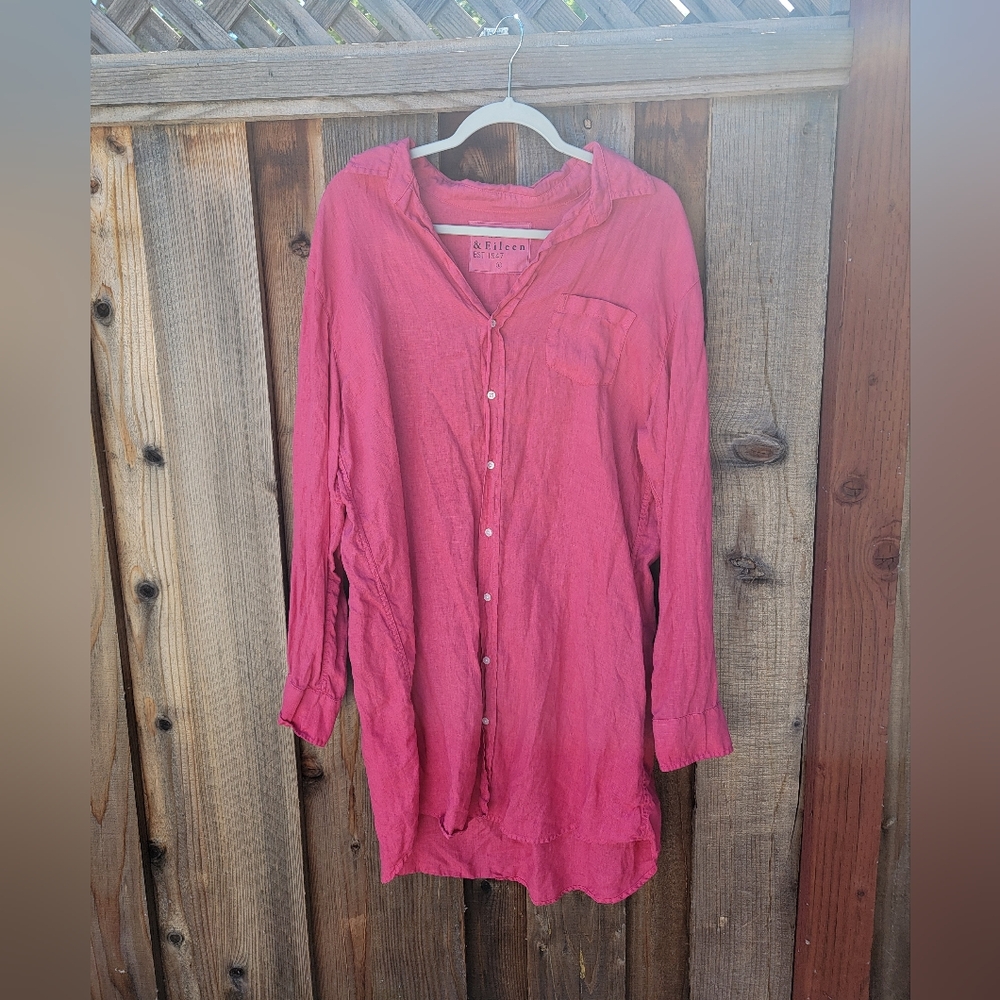 Frank & Eileen Pink Mary Shirt Dress Linen Large